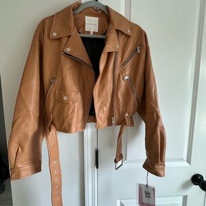 Avec Les Filles Camel Leather Jacket